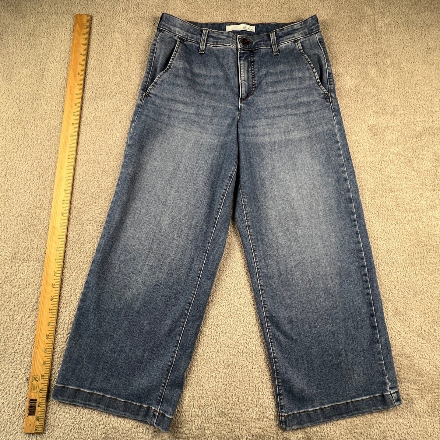 Ella Moss Womens Wide Leg Crop Jeans Size 4 Medium Wash Blue Denim High Rise