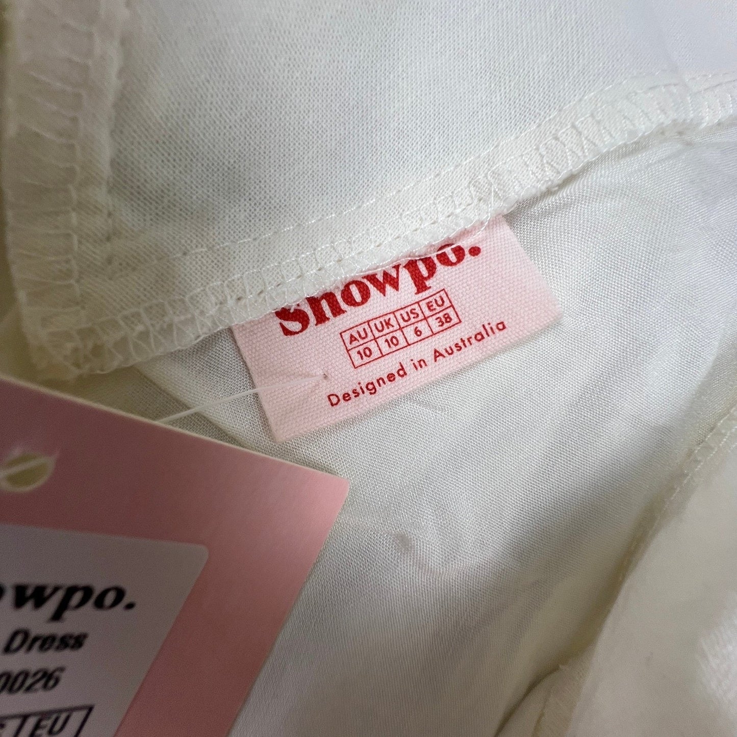 NWT Showpo Mini Dress Womens 6 White Tie Shoulder Cotton Babydoll Summer Boho