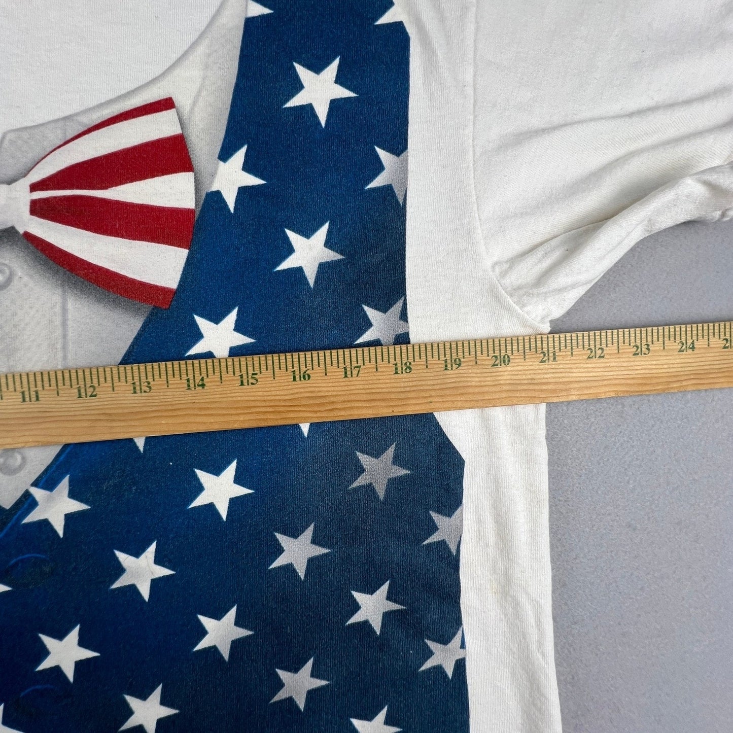 Liquid Blue T-Shirt Mens Large USA Flag Tuxedo Vest White Bow Tie Patriotic 4th