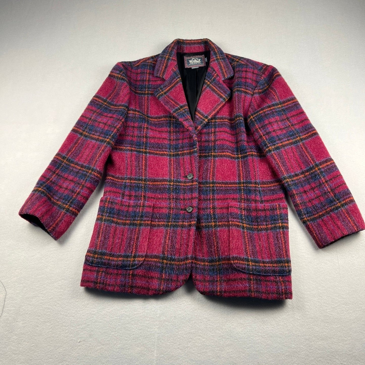 Vintage Woolrich Plaid Wool Blazer Women Medium Made in USA Jacket Dark Academia