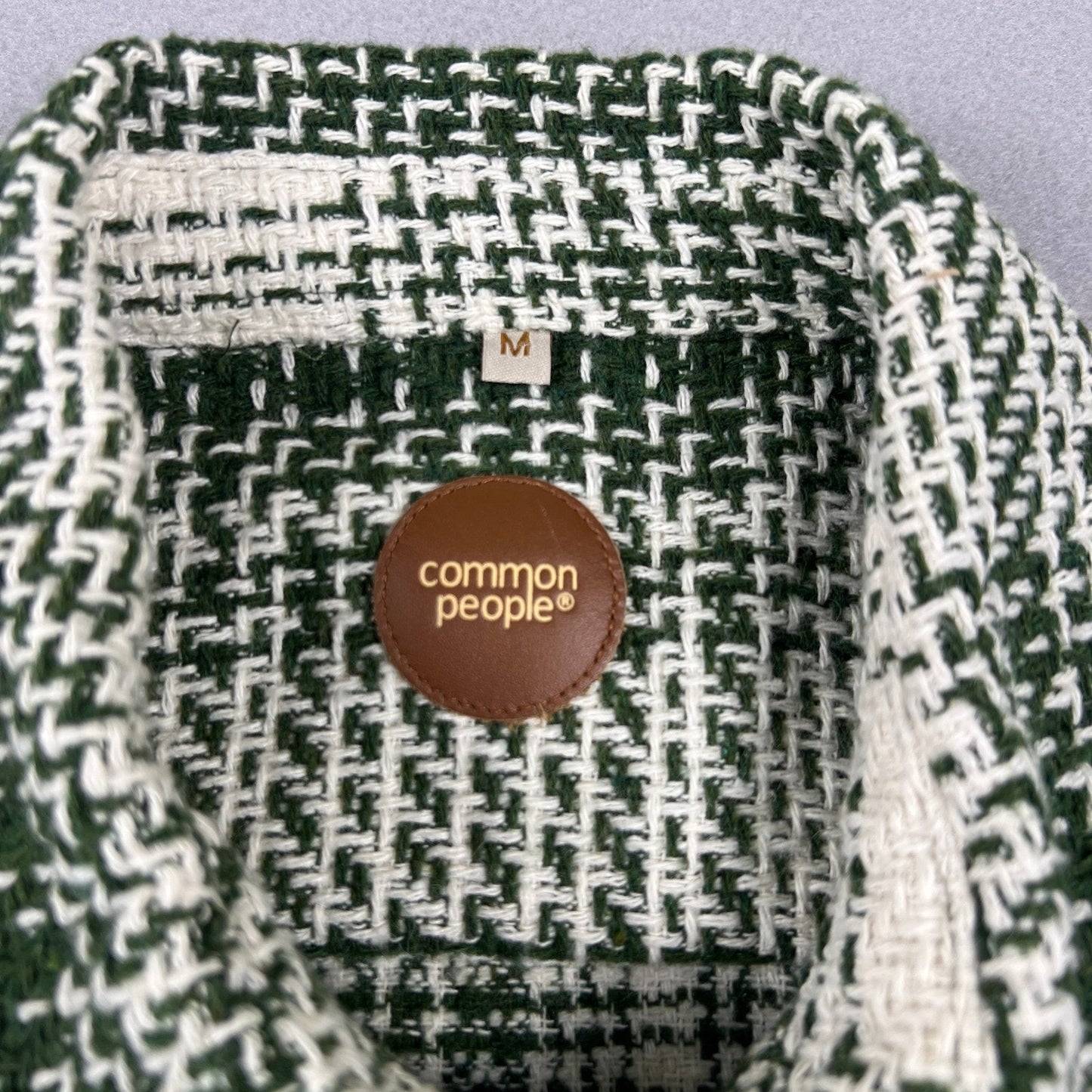 Common People Plaid Overshirt Mens Medium Green Wool Blend Textured Shacket
