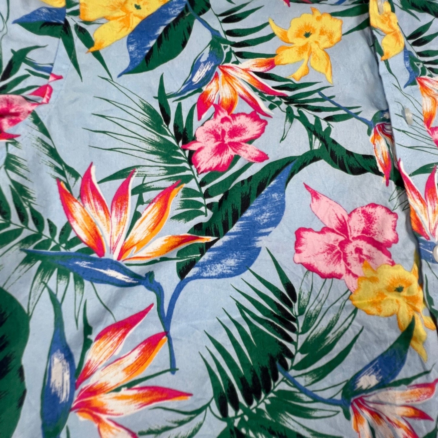 Club Room Button Down Shirt Mens XL Blue Floral Tropical Hawaiian Summer Beach