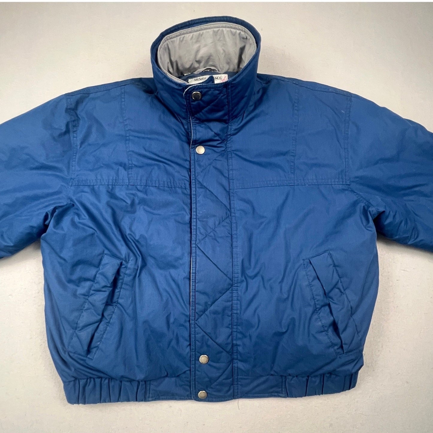 Members Only Down Puffer Jacket Mens XL Blue Vintage 80s Elbow Patches Ski Coat