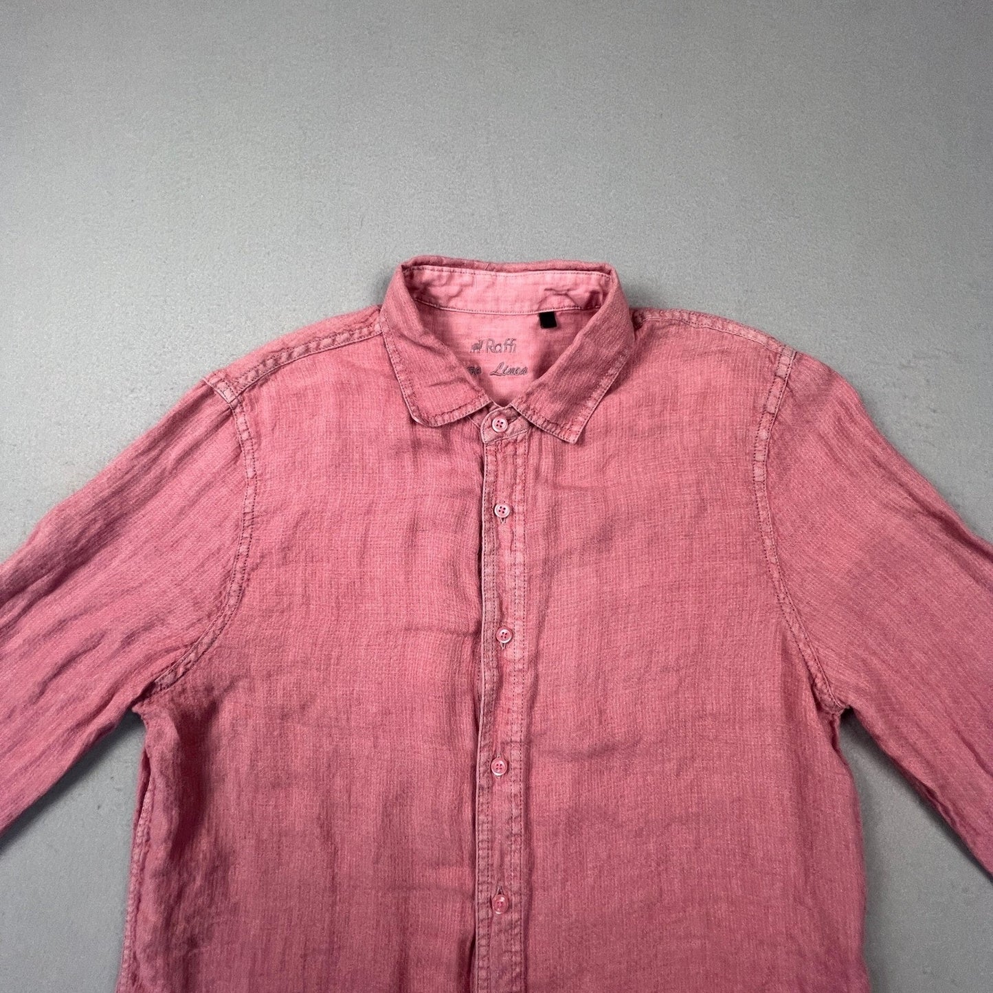 Raffi Button Down Shirt Womens Small Pink 100% Pure Linen Casual Summer