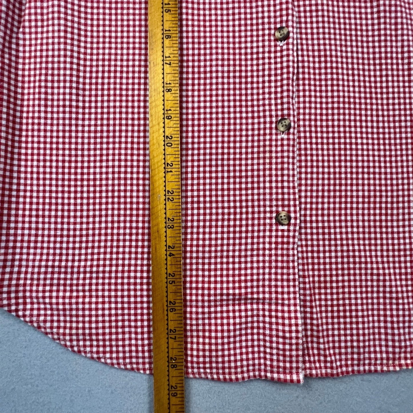 Bobbie Brooks Nautical Embroidery Shirt Women L Red Gingham Denim Coastal Granny