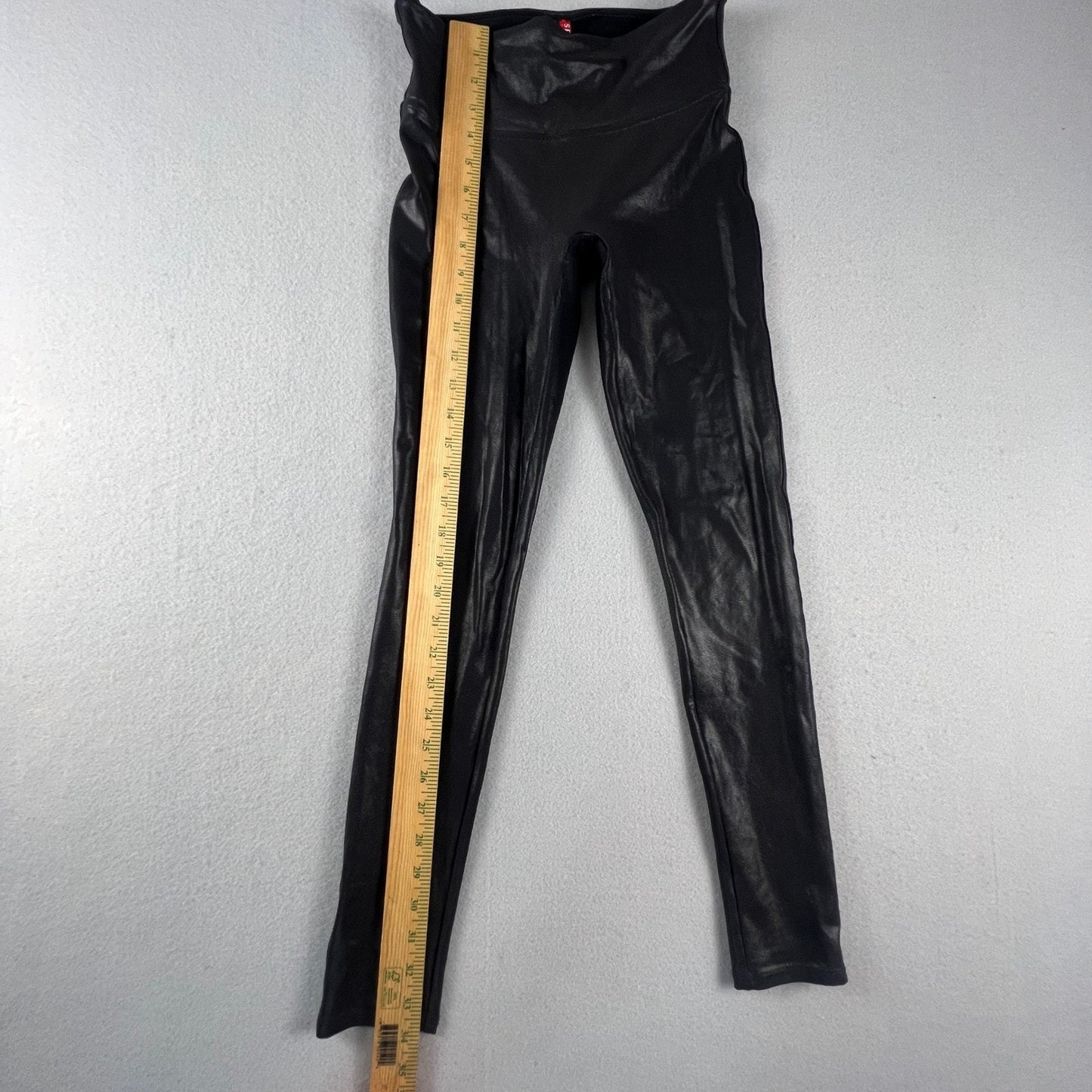 Spanx Faux Leather Leggings Womens Small Petite Black High Waist Edgy Chic