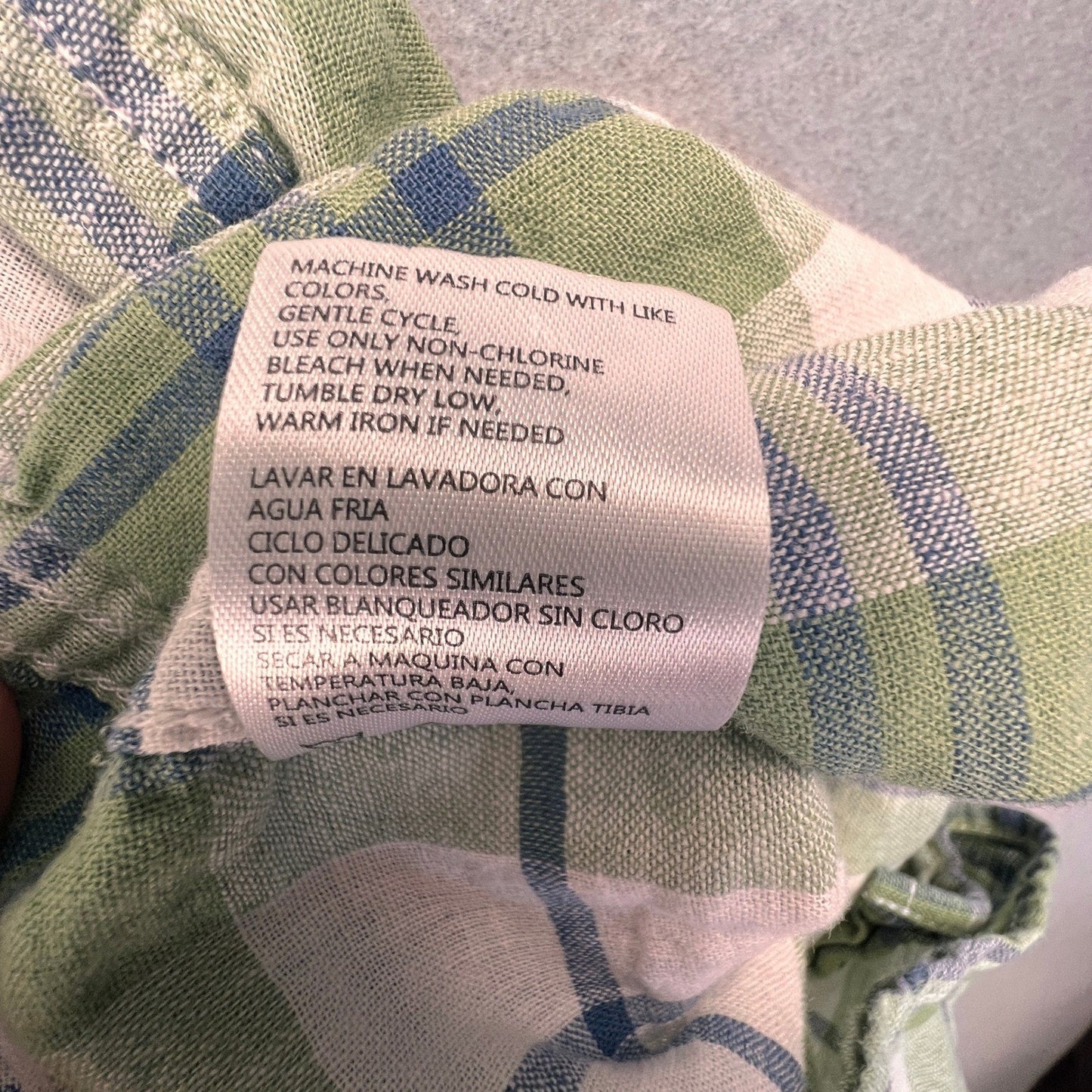 Weatherproof Vintage Plaid Shirt Mens XL Green Linen Blend Short Sleeve Casual