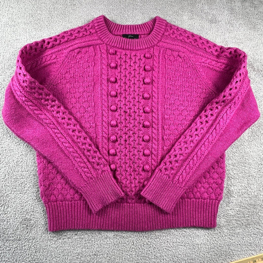 J.Crew Pink Cable Knit Sweater Womens Large Preppy Chunky Textured Cozycore