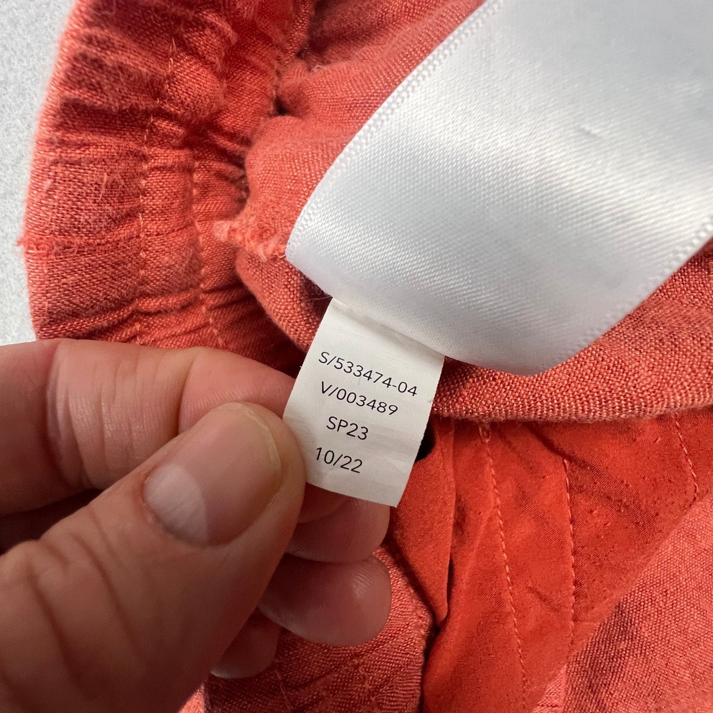 Athleta Cabo Linen Jogger Pants Womens 10P Orange Wide Leg Crop Casual Summer