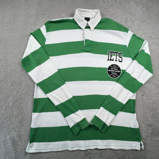 iets Frans Urban Outfitters Mens Polo Rugby Shirt Striped Green White LA Champs