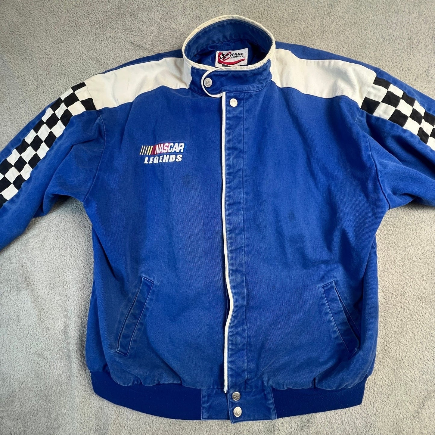 Chase Authentics NASCAR Mens XXL Legends Signature Jacket Blue Cotton Twill