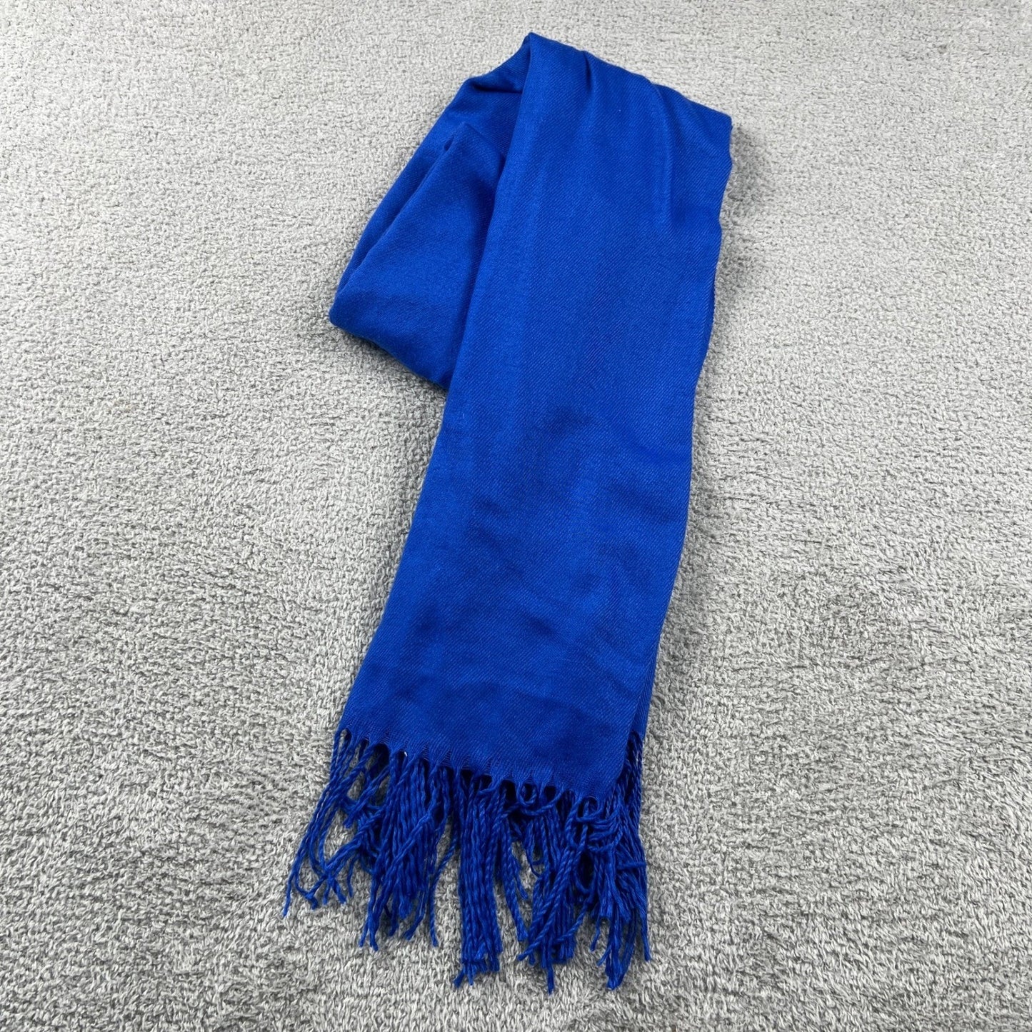100% Cashmere Scarf Unisex OS Blue Fringe Tassel Pashmina Wrap