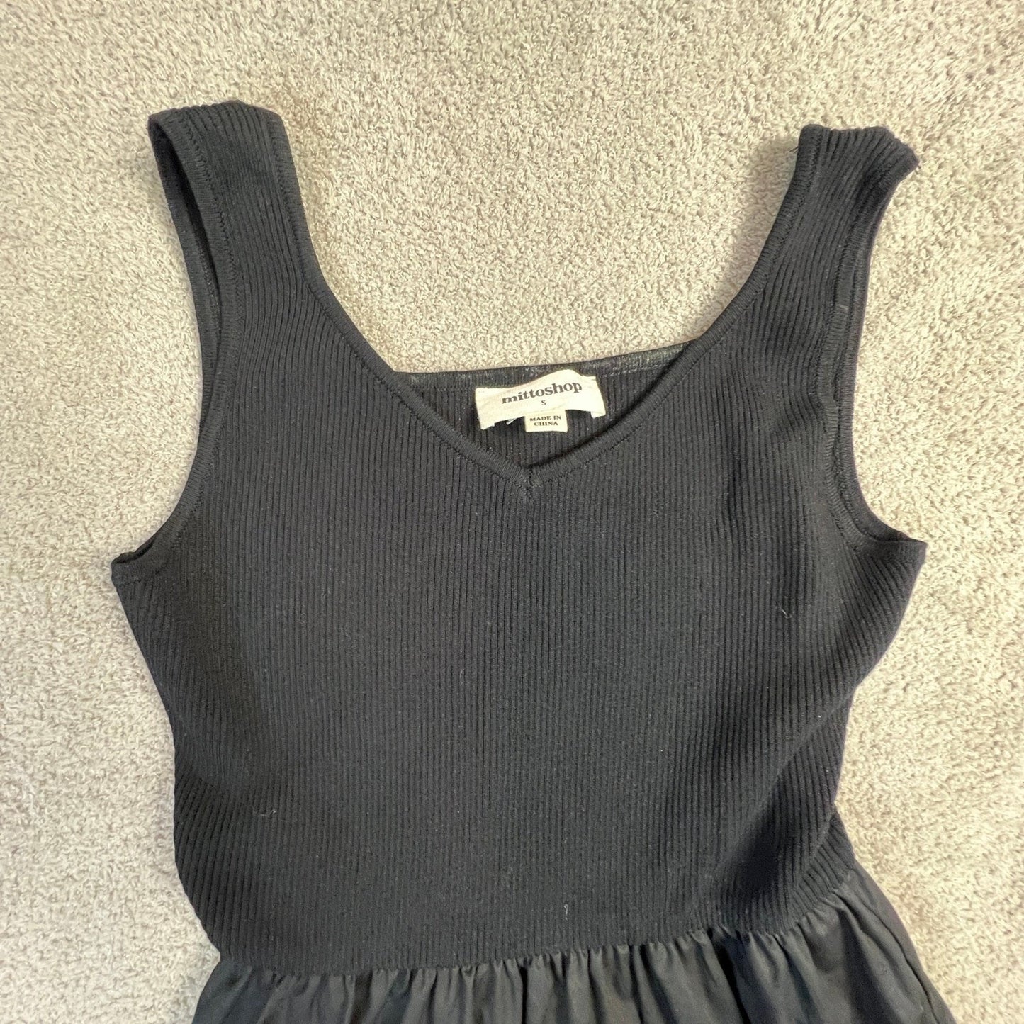 Black Ribbed Knit Maxi Dress Small Dark Academia Minimalist Heritage Classic