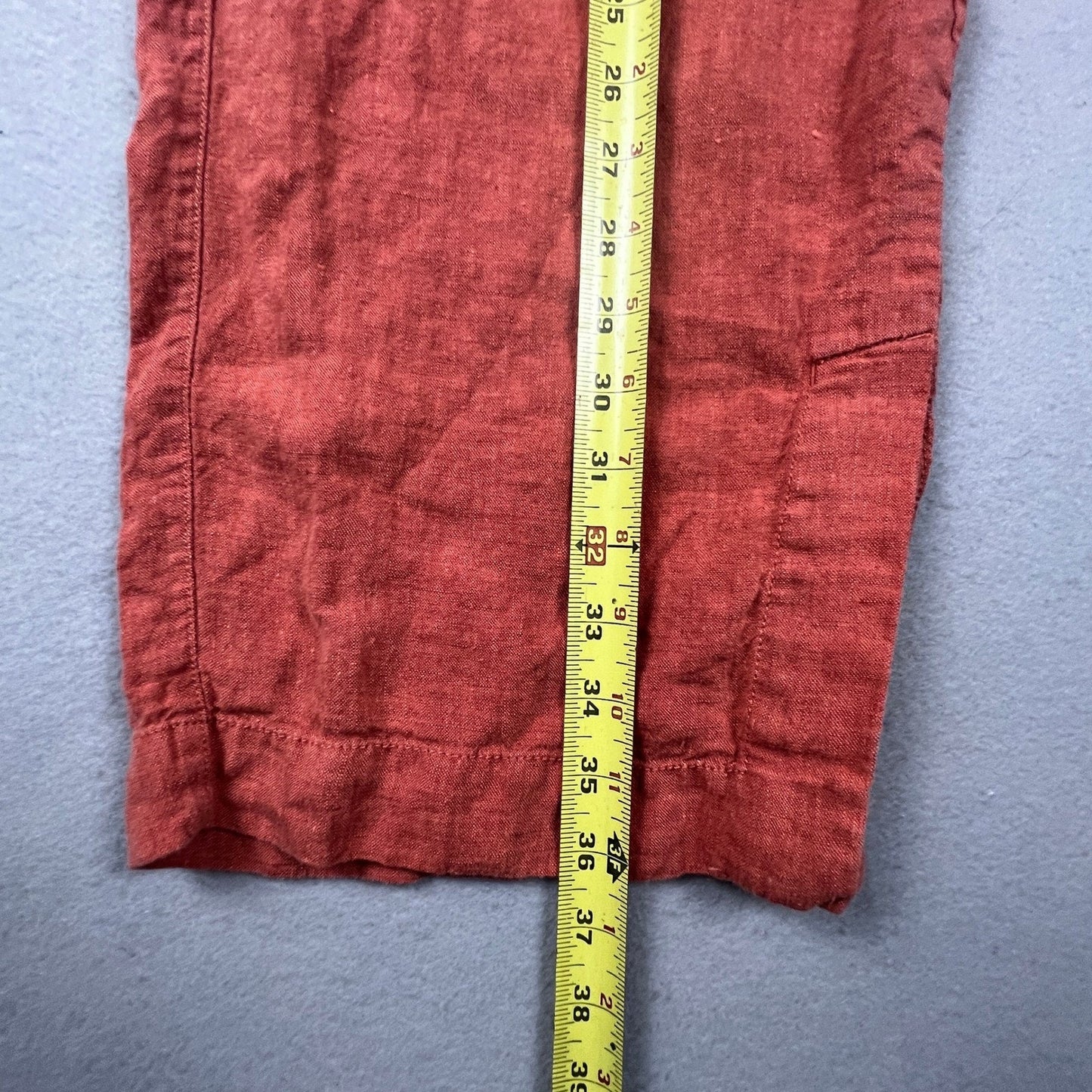 Athleta Cabo Linen Jogger Pants Womens 10P Orange Wide Leg Crop Casual Summer
