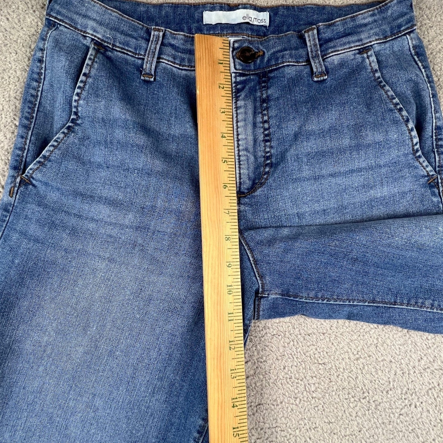 Ella Moss Womens Wide Leg Crop Jeans Size 4 Medium Wash Blue Denim High Rise