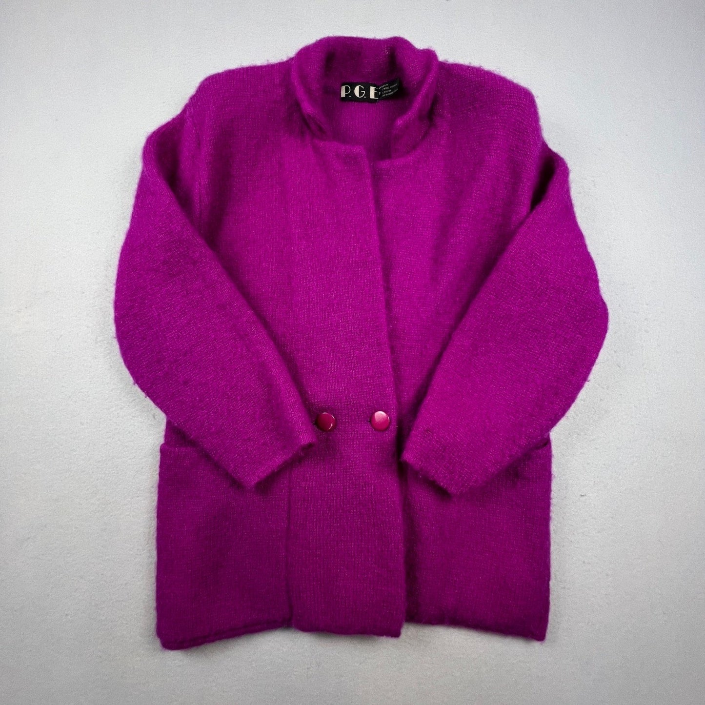 VTG P.G.E. Mohair Wool Cardigan Sweater Womens Medium Fuzzy Coat Classy 90s
