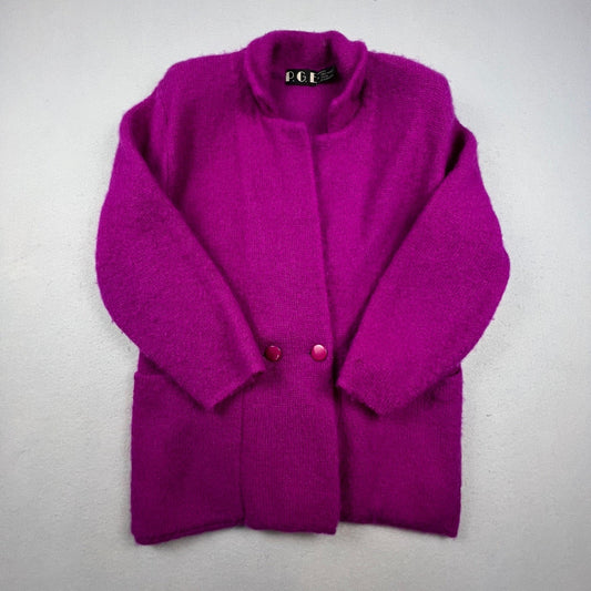 VTG P.G.E. Mohair Wool Cardigan Sweater Womens Medium Fuzzy Coat Classy 90s