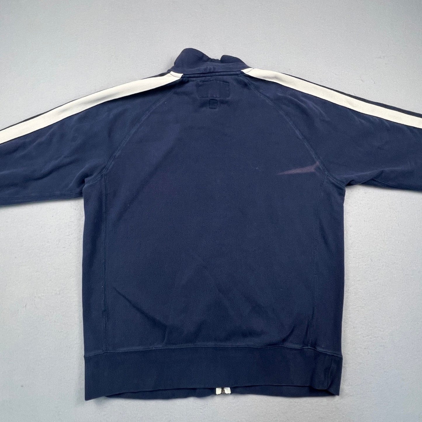 Y2K Old Navy Track Jacket Mens L Navy Blue Stripe Full Zip Fleece Athletic Retro