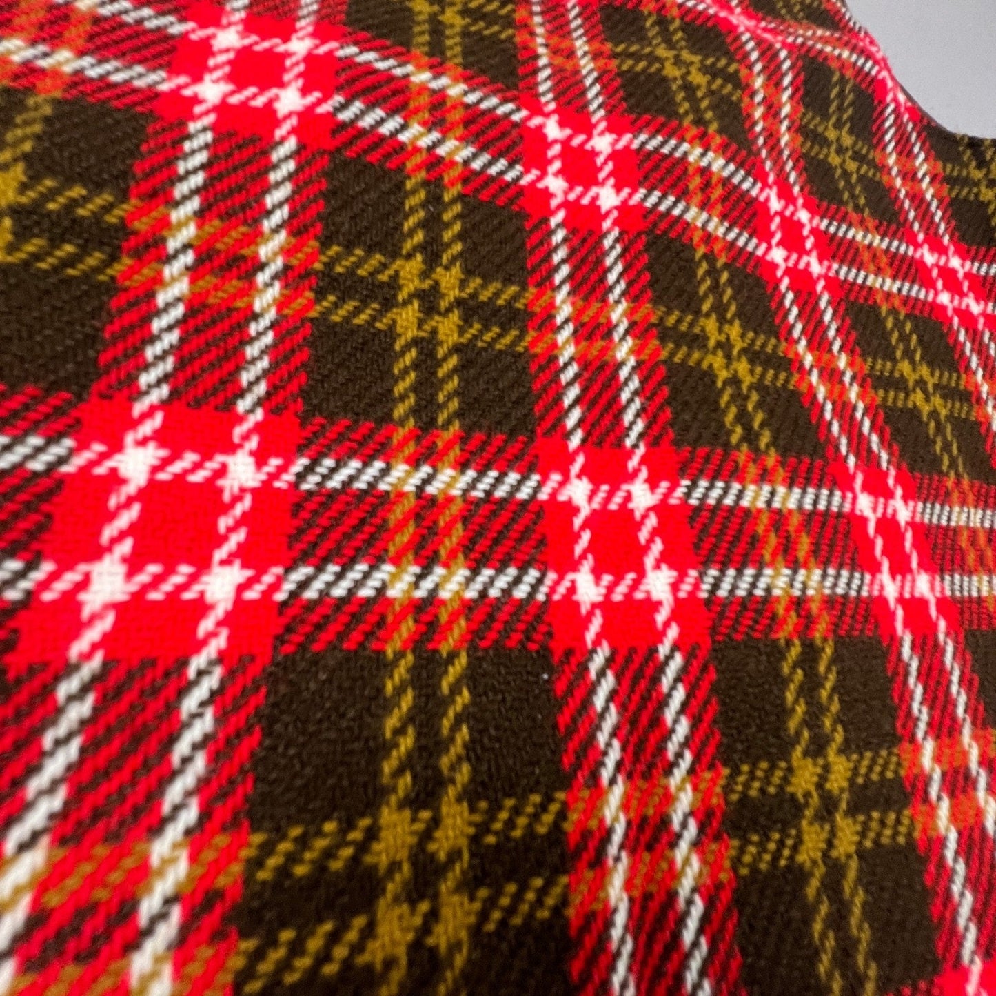 Vintage Plaid Skirt Set Womens Medium Red Brown Vest Mini Skirt Mod Academic