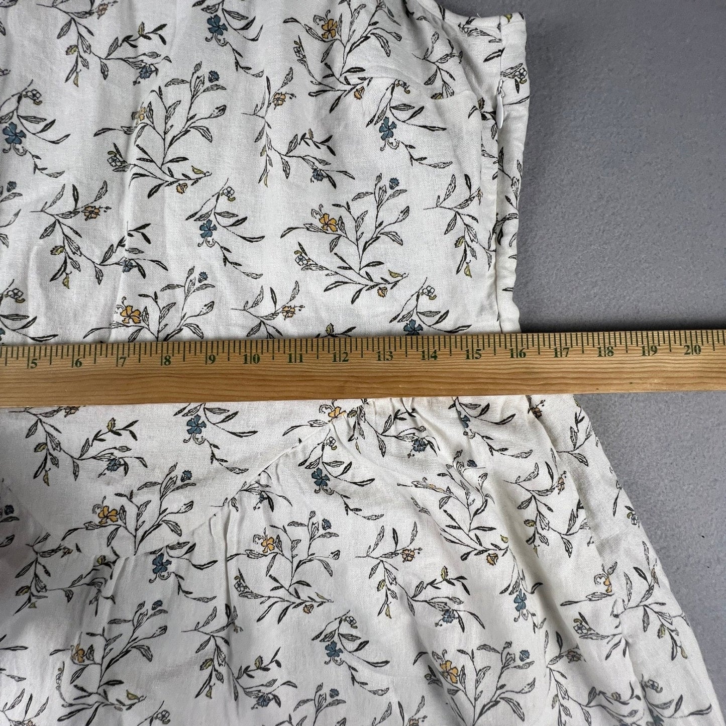 Floral Midi Dress Womens XS White Linen Blend Summer Casual Universal Thread