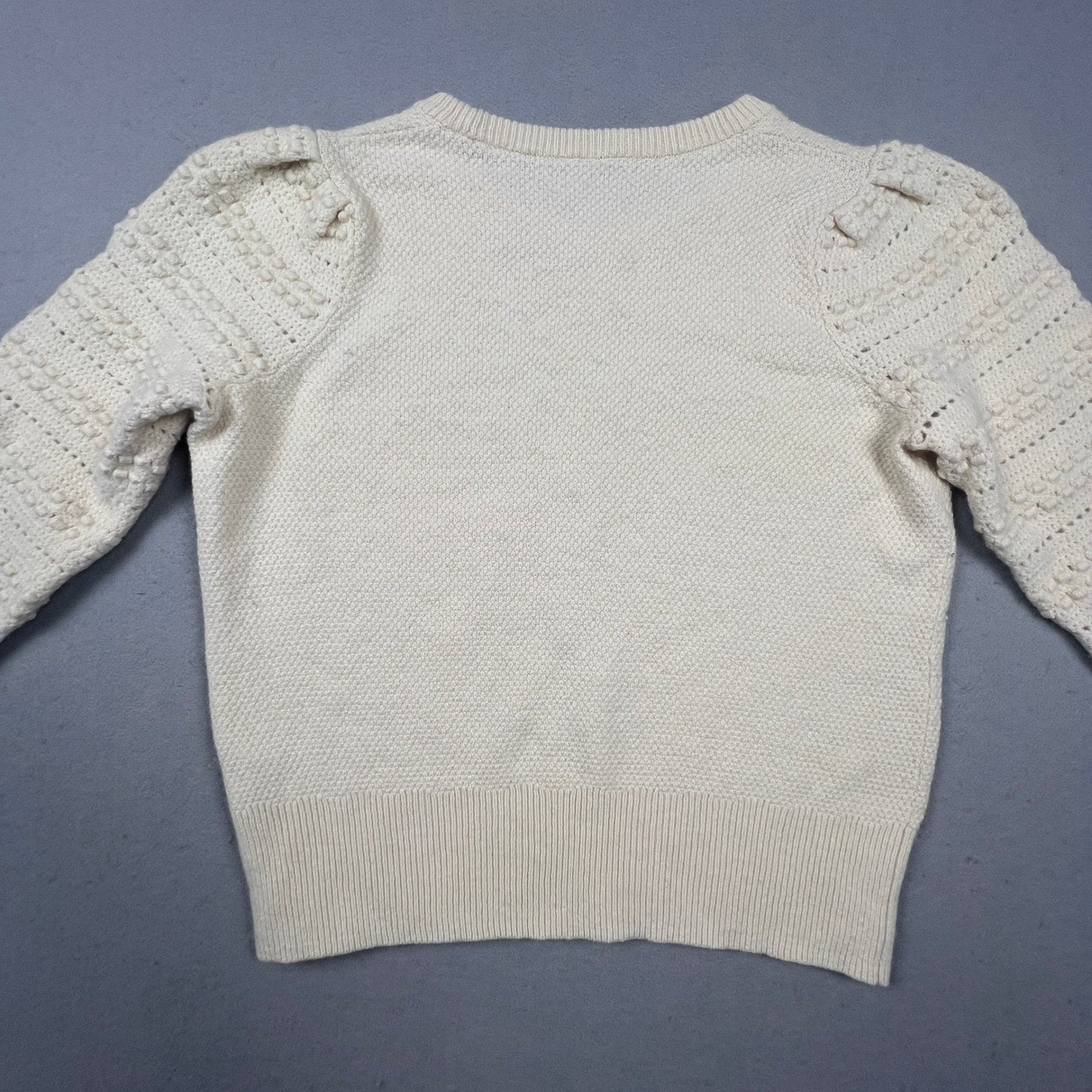 Madewell Sweater Womens Medium Cream Puff Sleeve Bobble Knit Merino Blend Boho