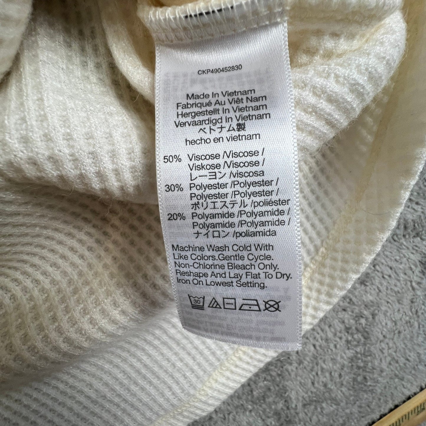 Madewell Waffle Knit Mock Neck Raglan Top XS Cream Minimalist Casual Chic Costal