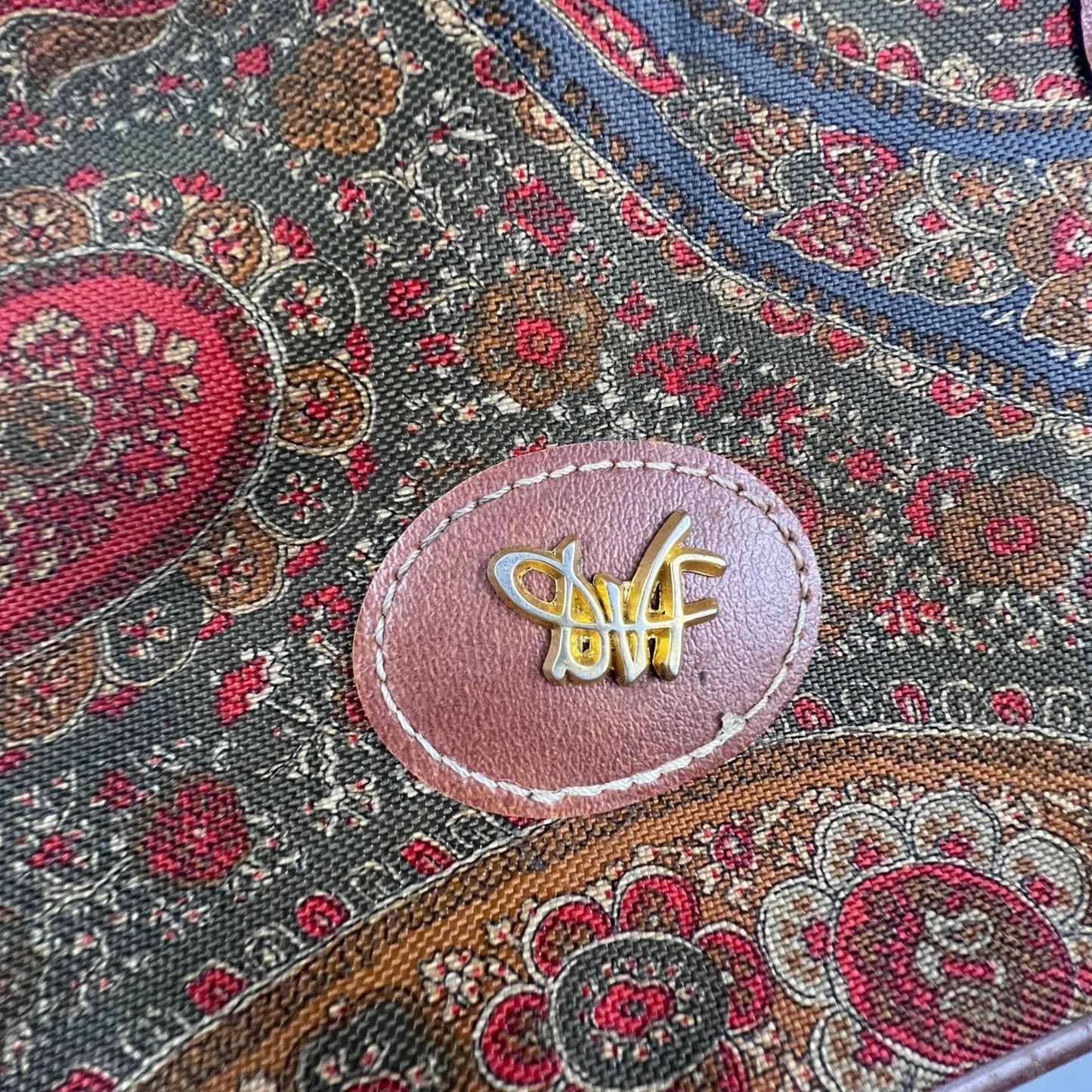 VTG DVF Diane von Furstenberg Suitcase Unisex Large Brown Paisley Carry On Bag