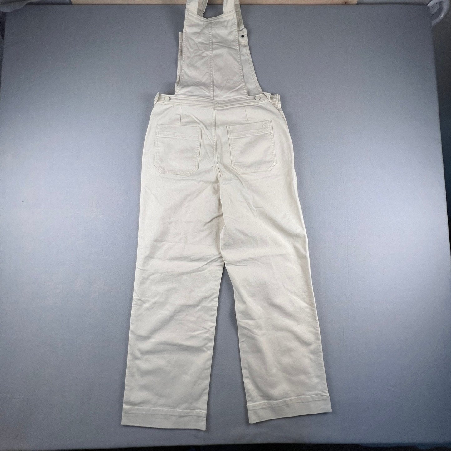 Denim Overalls Womens Medium Cream Wide Leg Cotton Stretch Boho Casual UpWest
