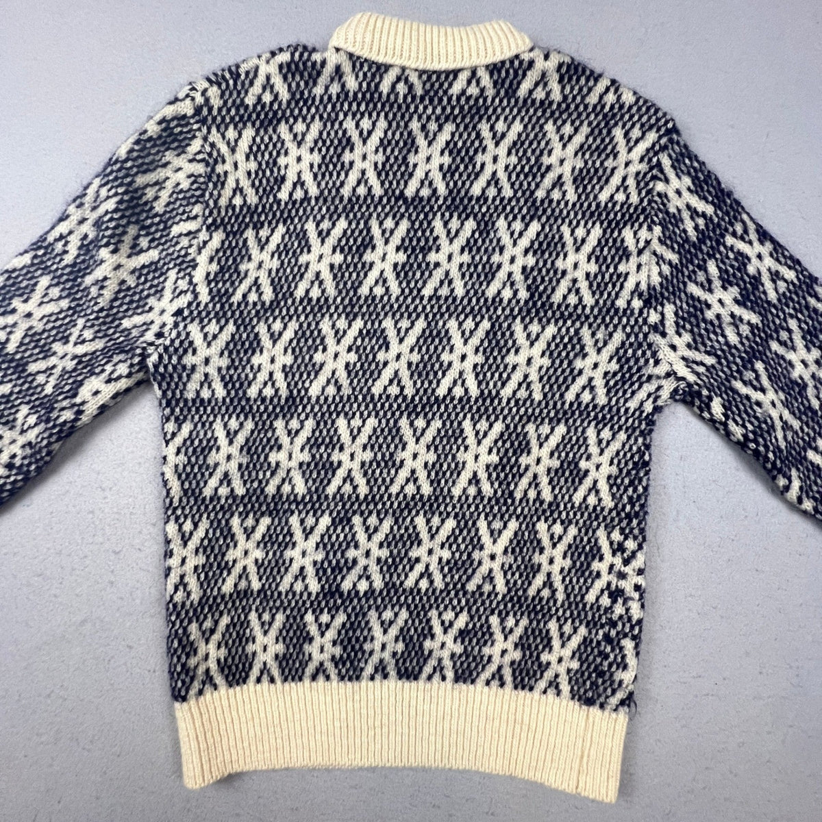 Pendleton Wool Sweater Mens XL Blue Cream Geometric Knit Vintage Mock Neck USA