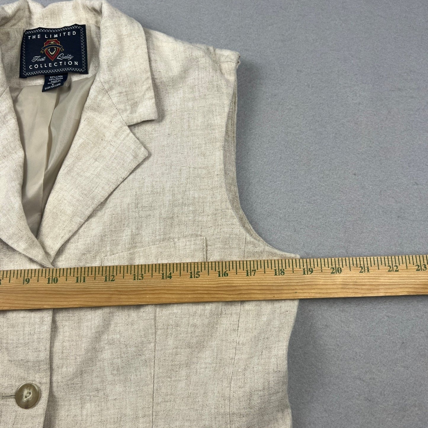 The Limited Vest Womens Large Beige Linen Blend Tailored Neutral Chic Academia