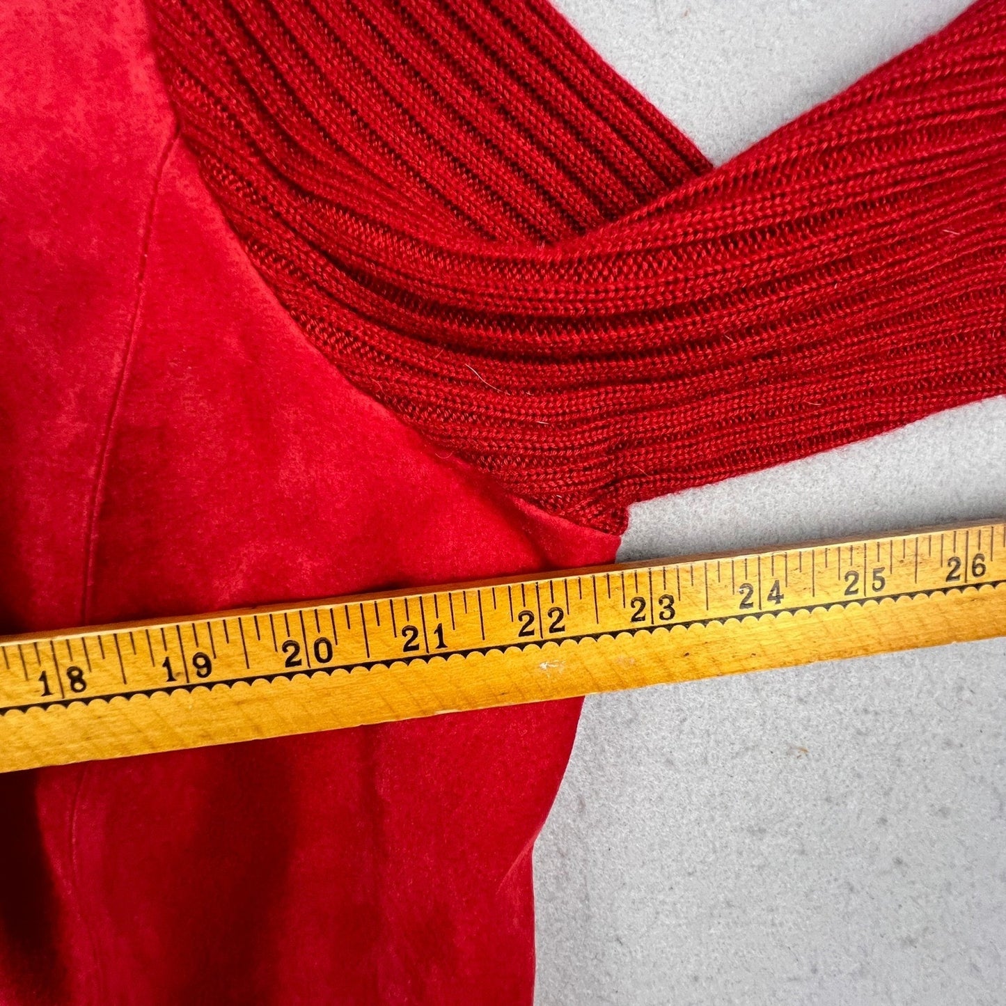 Jessie Sport Leather Jacket Women 1X Red Suede Ribbed Knit Mixed Media Zip Up