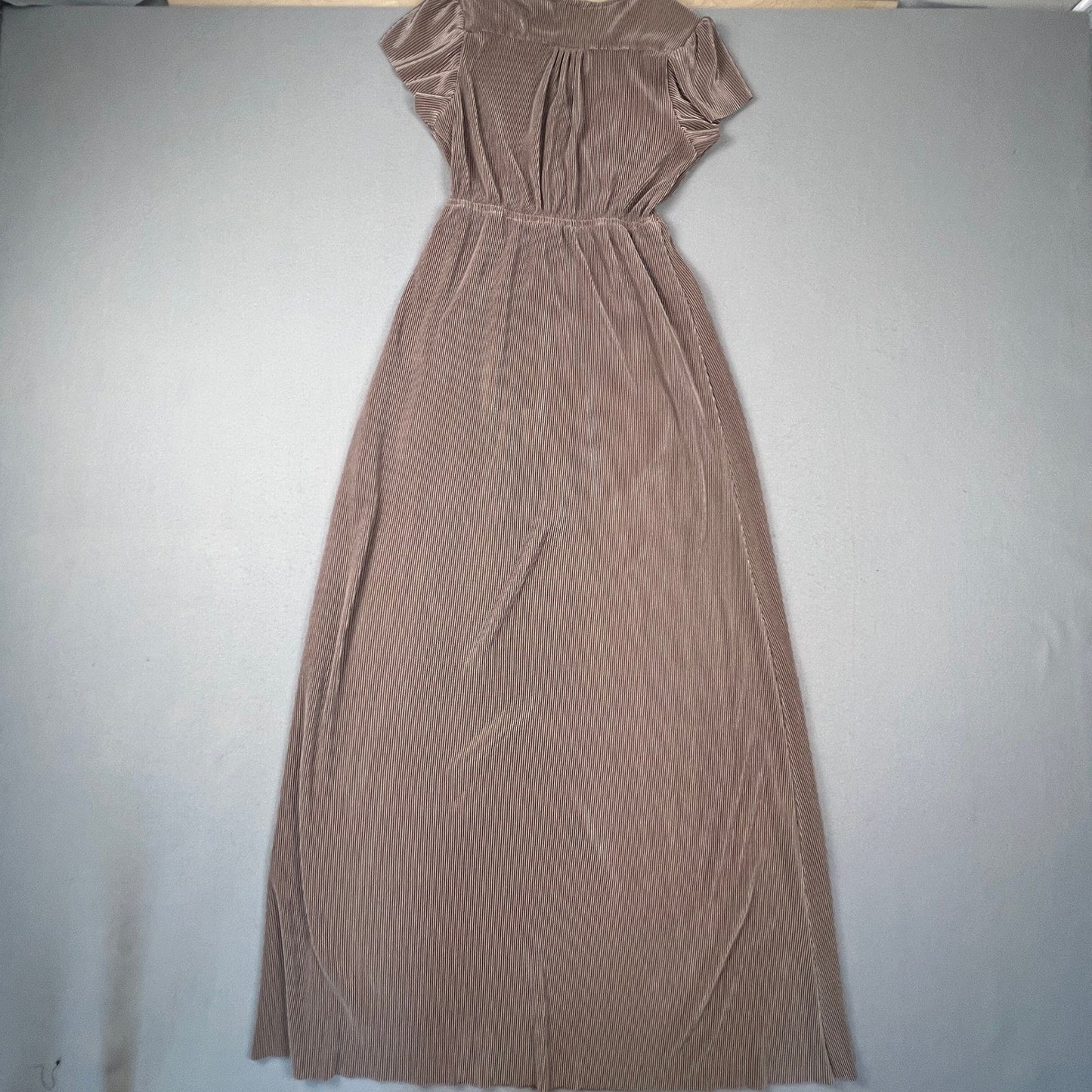 Baltic Born Maxi Dress Women S Taupe Pleated Wrap V-Neck Formal Gown Bridal