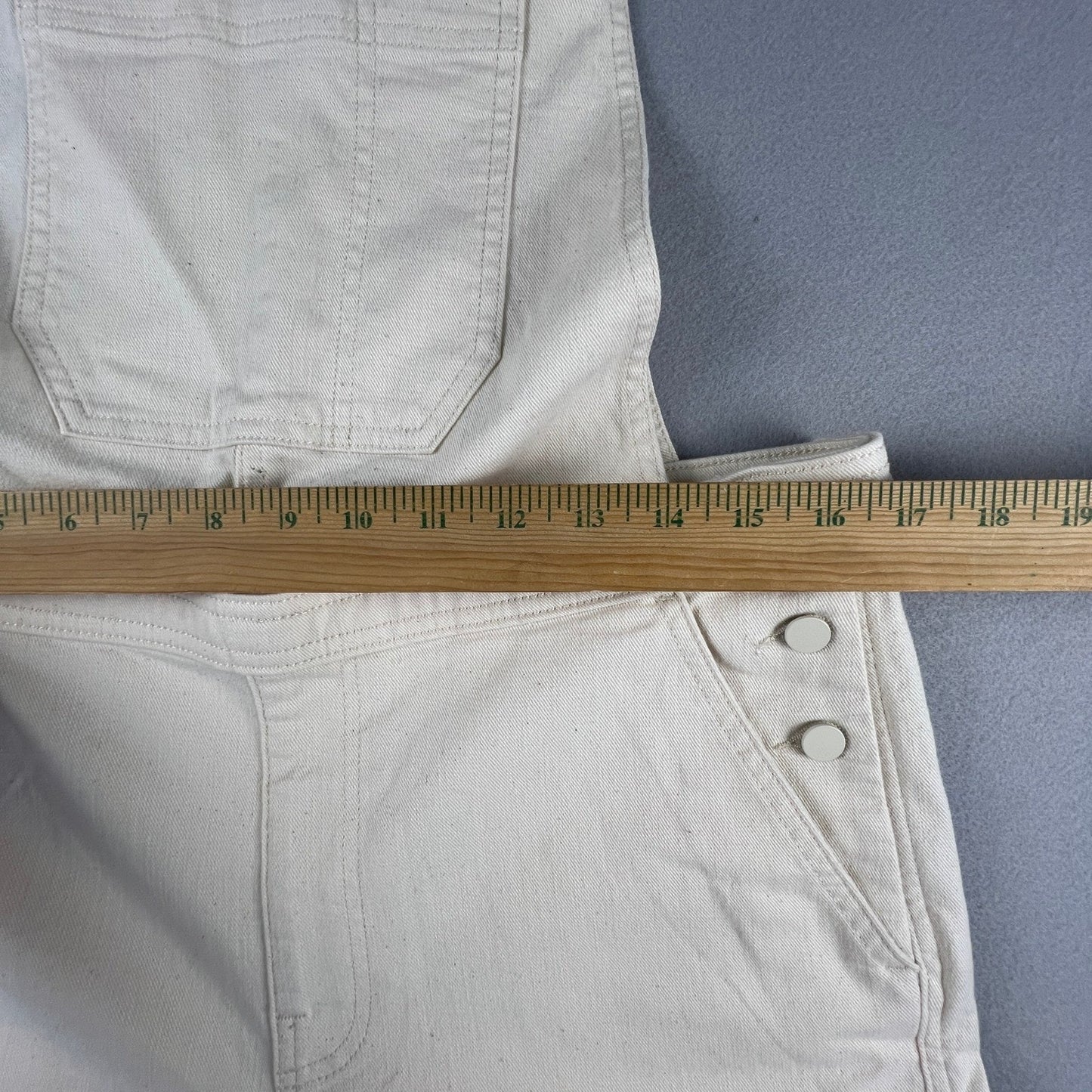 Denim Overalls Womens Medium Cream Wide Leg Cotton Stretch Boho Casual UpWest