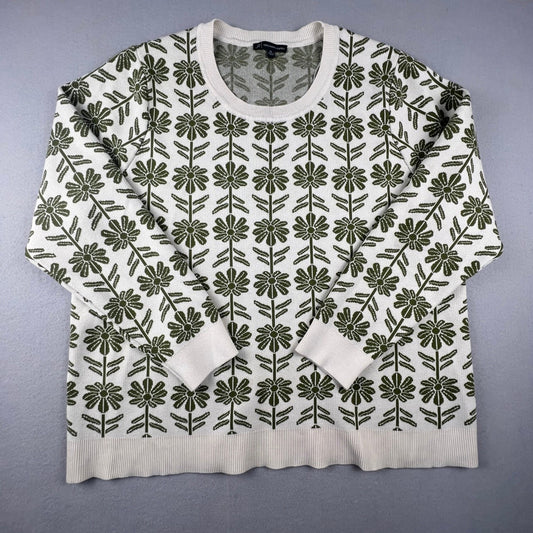 Adrianna Papell Floral Knit Sweater Women 2X Daisy Retro Cottagecore