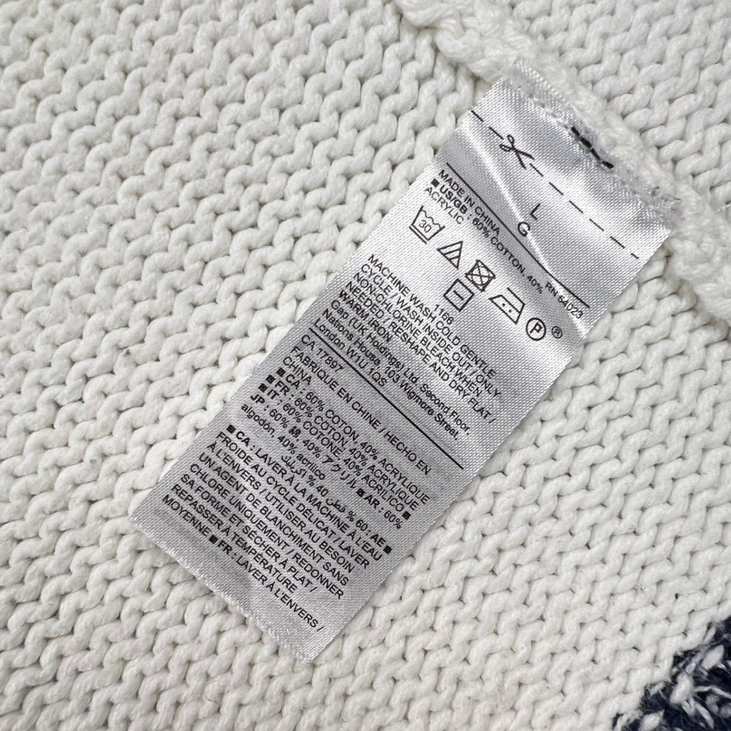Gap Cardigan Sweater Womens Large Blue White Geometric Fair Isle Shawl Knit Cozy