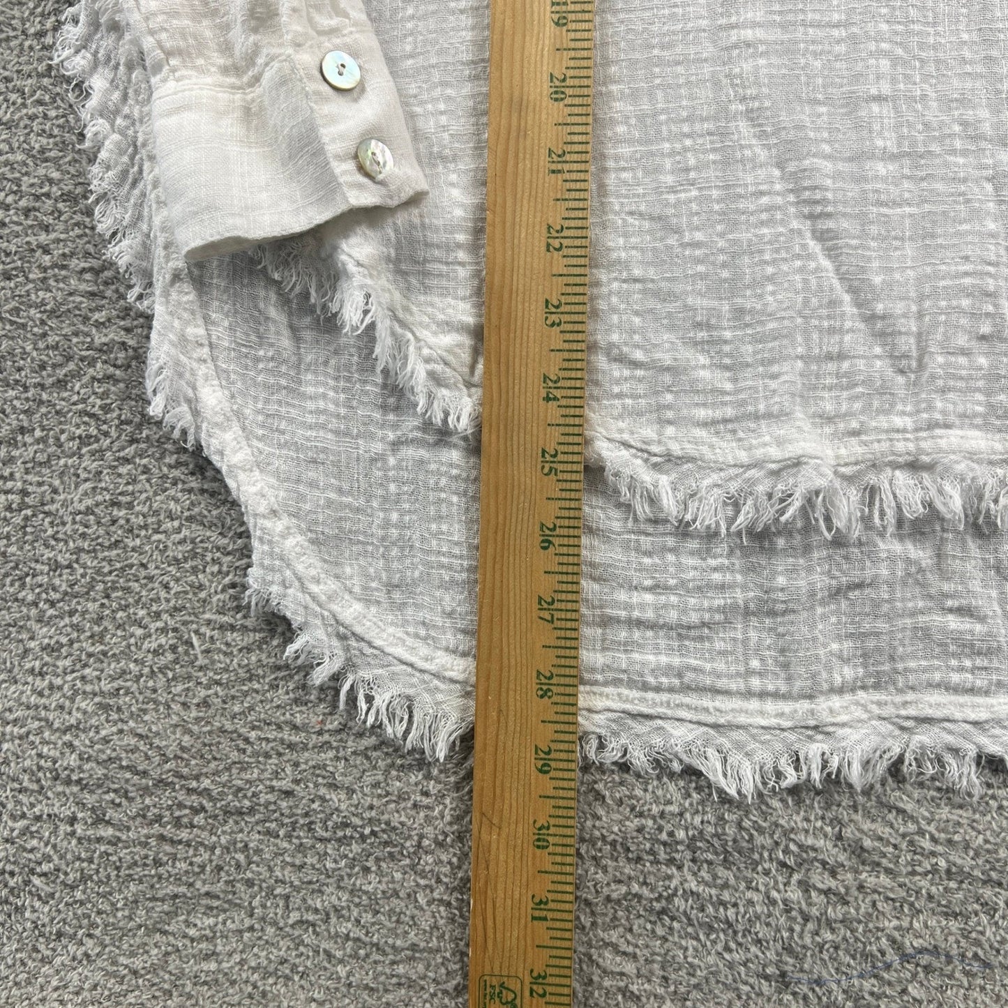 Free People Coastal Resort wear Gauze Tunic Top Small Frayed Hem Henley Beachy