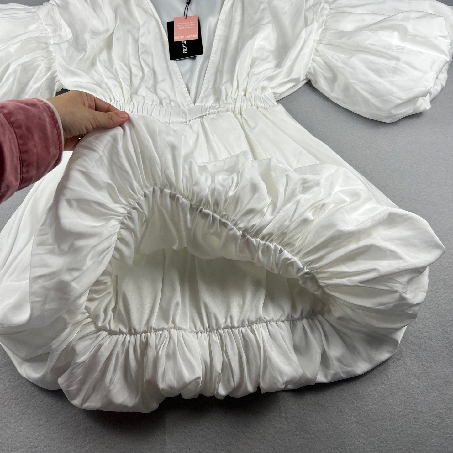 NWT Bubble Hem Dress Size 6 White Puff Sleeve Mini Party Wedding Bridal