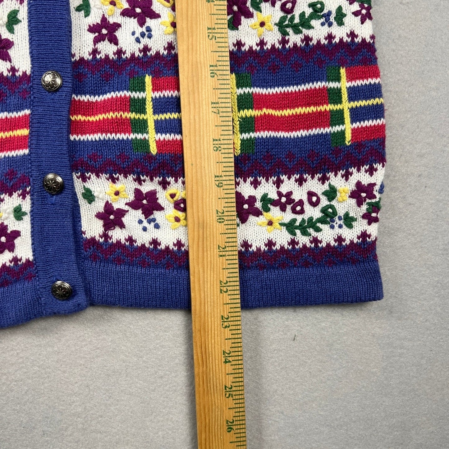 VTG 90s Christopher & Banks Sweater Vest S Embroidered Grandmacore Floral Knit