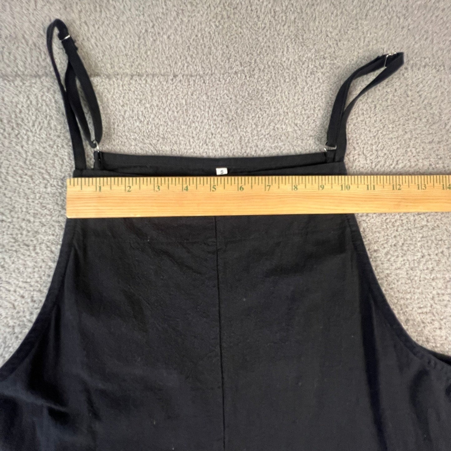 Minimalist Black 100% Cotton Women's Small Wide Leg Jumpsuit Utility Straps Chic