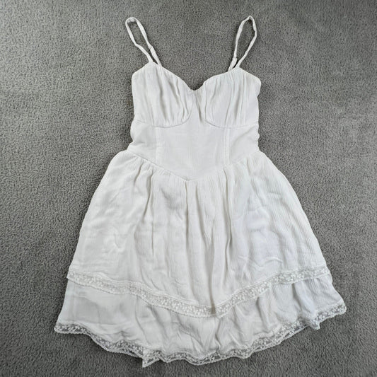 Abercrombie & Fitch Mini Dress Cottagecore Boho Y2K Small White Lace