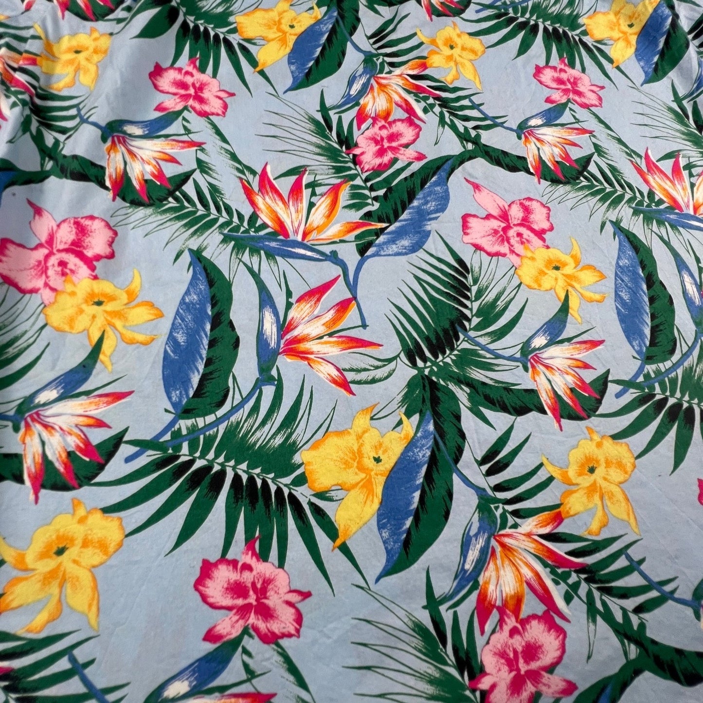 Club Room Button Down Shirt Mens XL Blue Floral Tropical Hawaiian Summer Beach