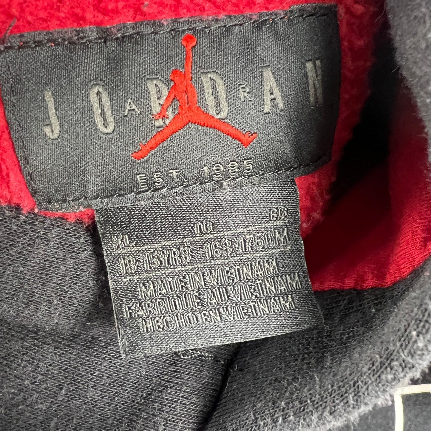Jordan Hoodie Boys L Black Red Jumpman Graphic Zipper Pocket Fleece Pullover VTG