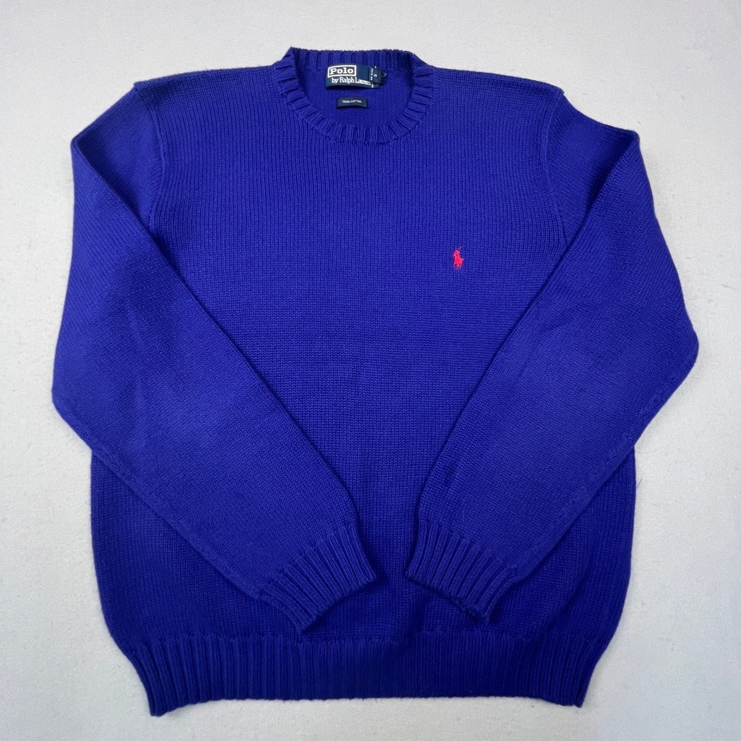 Polo Ralph Lauren Sweater Mens L 100% Cotton Crewneck Knit Pony Logo Classic
