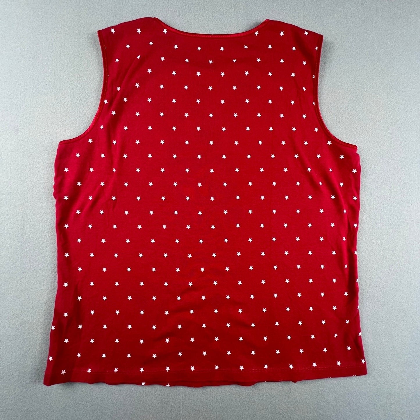 Patriotic Tank Top XL Red Star Print Cotton Casual American Christopher & Banks