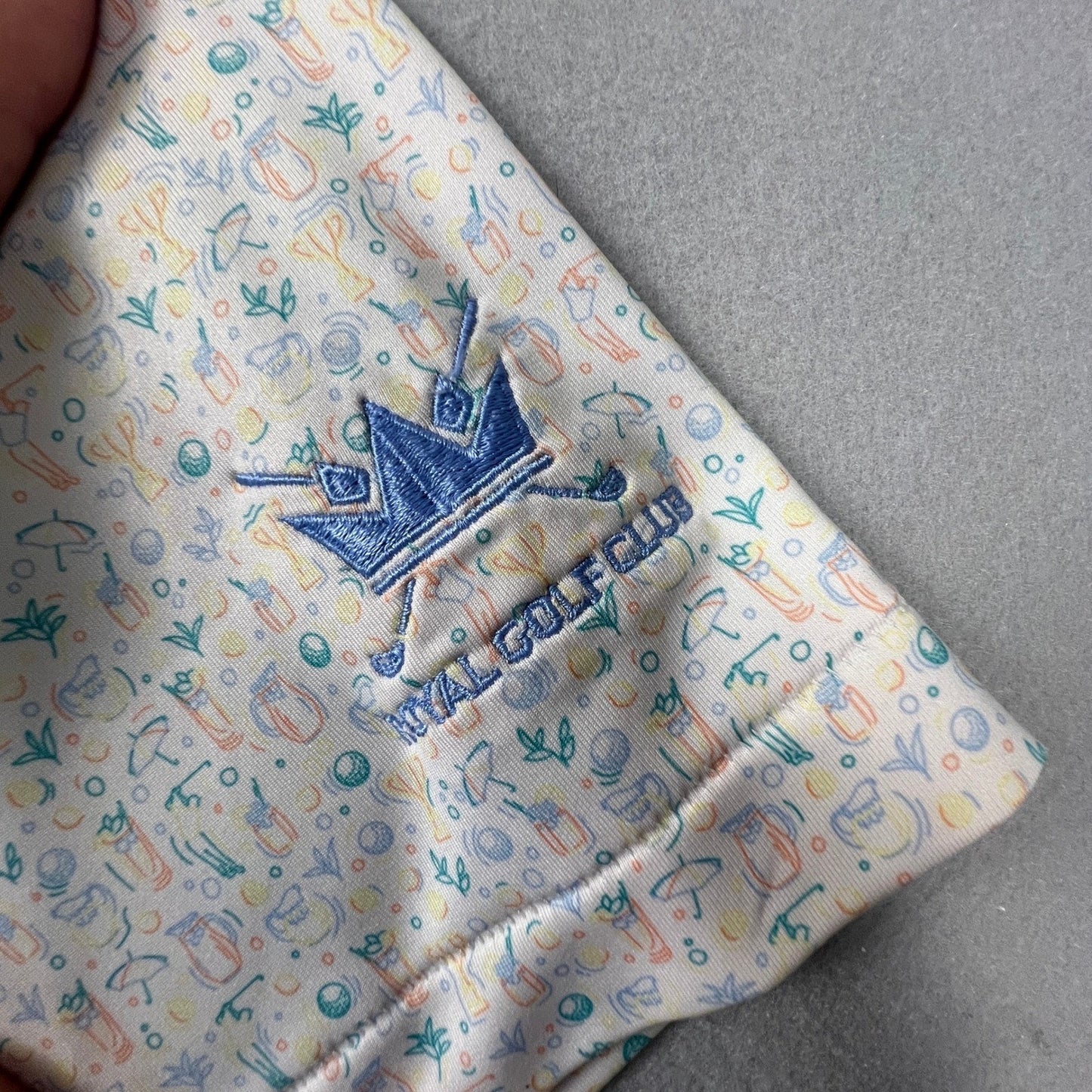 Peter Millar Polo Shirt Mens XXL White Golf Print Summer Comfort Royal Golf Club