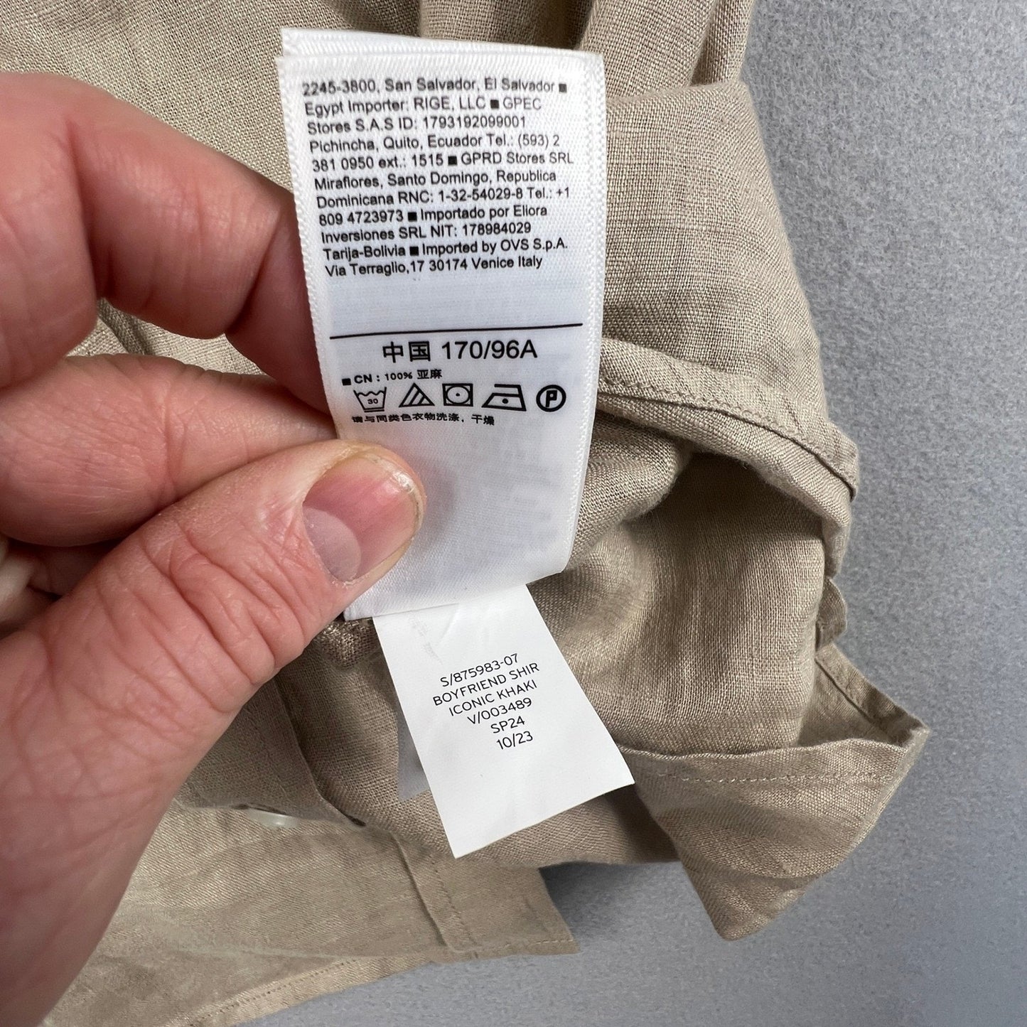 Gap 100% Linen Boyfriend Shirt Mens Medium Beige Casual Coastal Minimal Summer