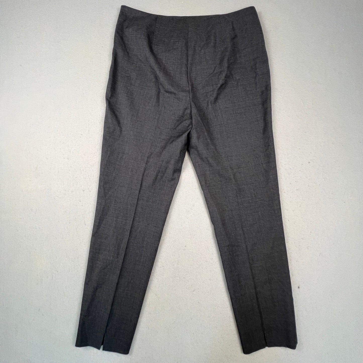 Brooks Brothers Dress Pants Womens 10 Grey Tollegno 1900 Wool Side Zip Split Hem