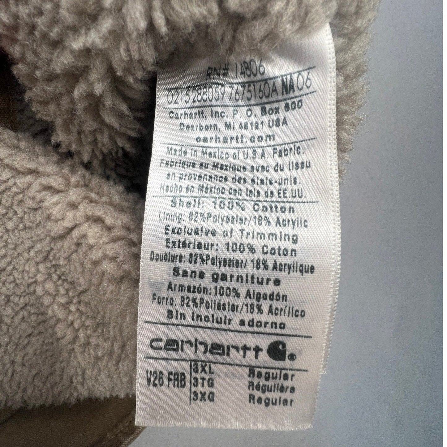 Carhartt V26 FRB Sandstone Duck Vest Mens 3XL Brown Sherpa Lined Workwear Artist