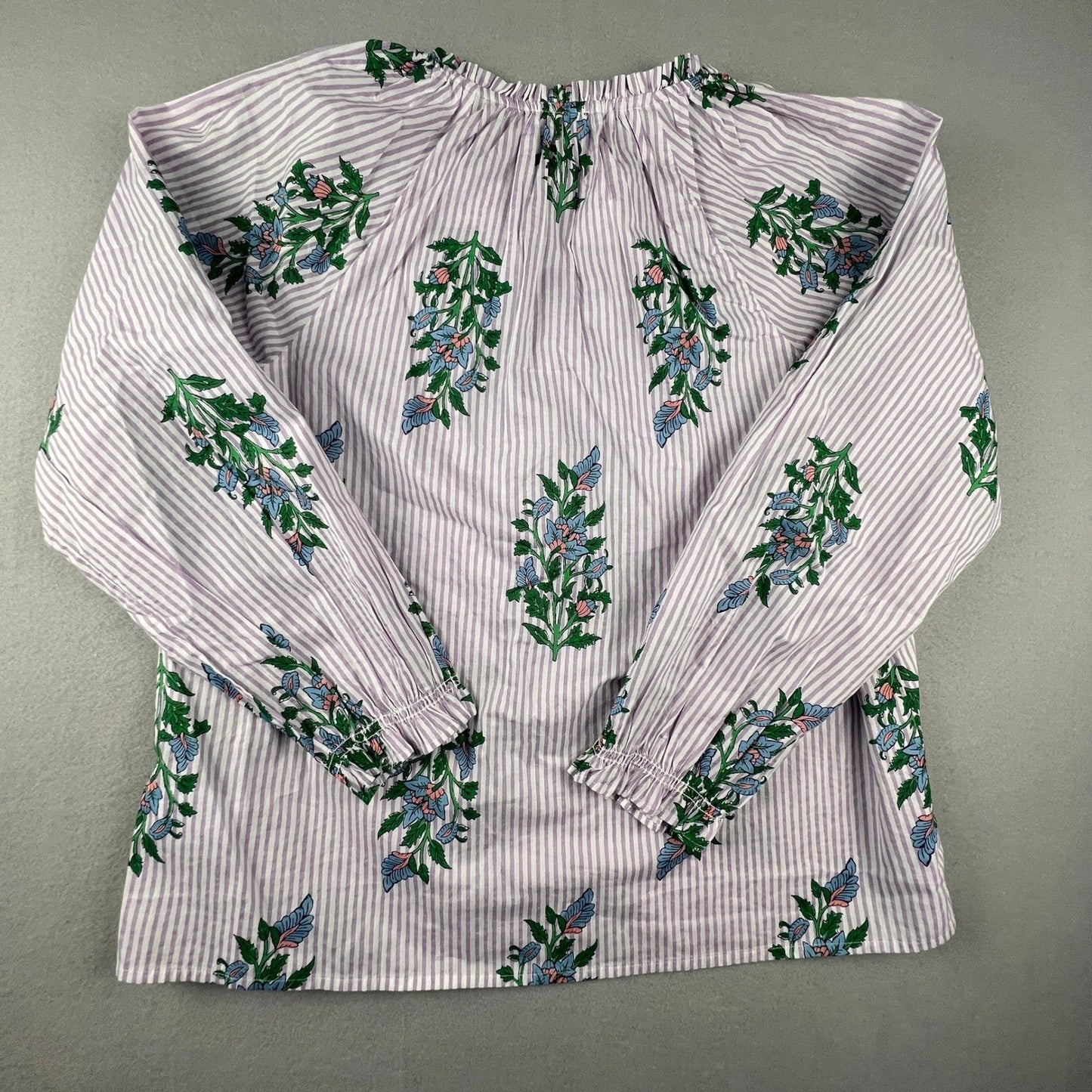 J.Crew Floral Stripe Cotton Voile Top Womens Medium Purple B0751 Boho Coastal