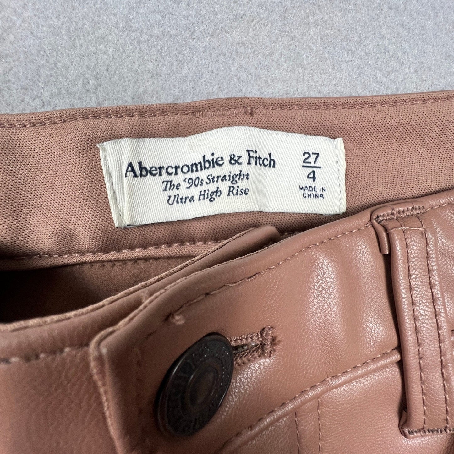 Abercrombie & Fitch Faux Leather Pants Womens 27/4 Pink 90s Straight High Rise